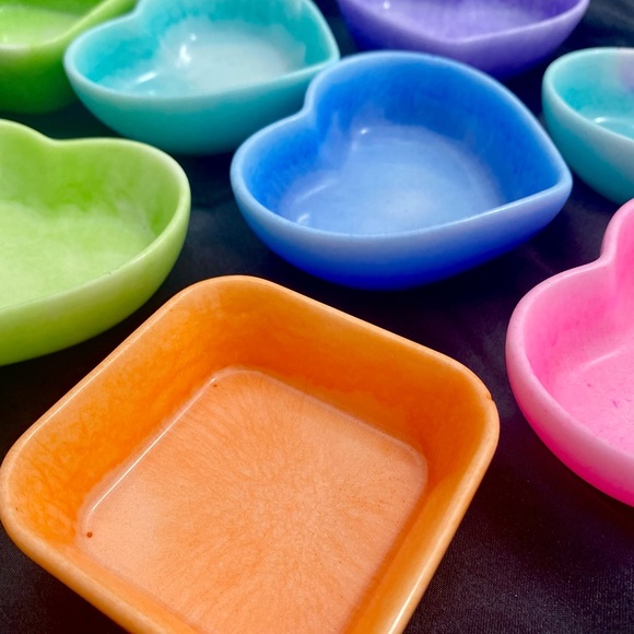 Tie Dye Jewelry Dishes / Square and Heart Shaped Trays / Handmade Pastel Dish - Picture 6 of 17